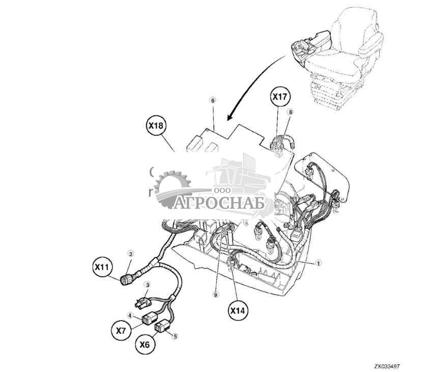 Жгут проводов подлокотника  печатная плата 